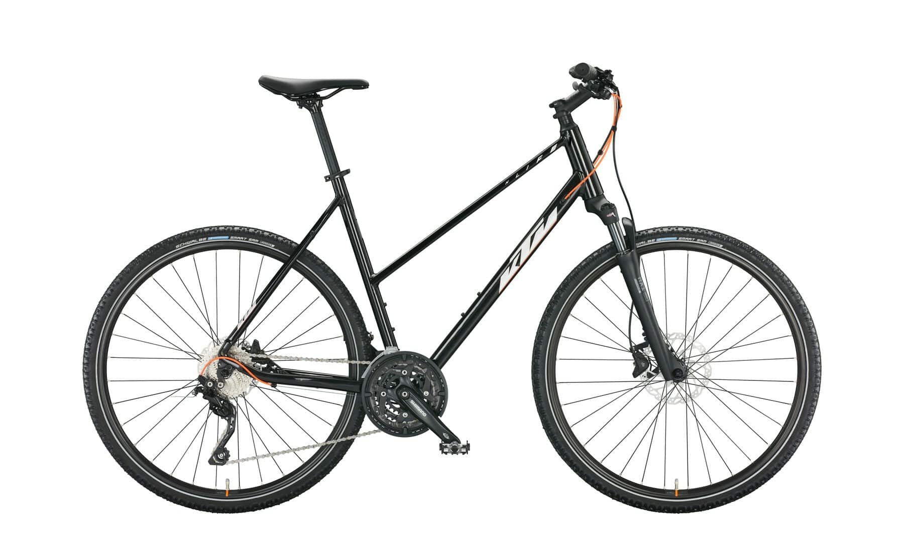 KTM X-LIFE ACTION flaming black (silver matt+orange matt) 2022 28"; Trapez